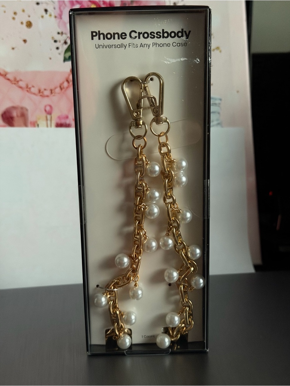 Gold Pearl Phone Crossbody Strap